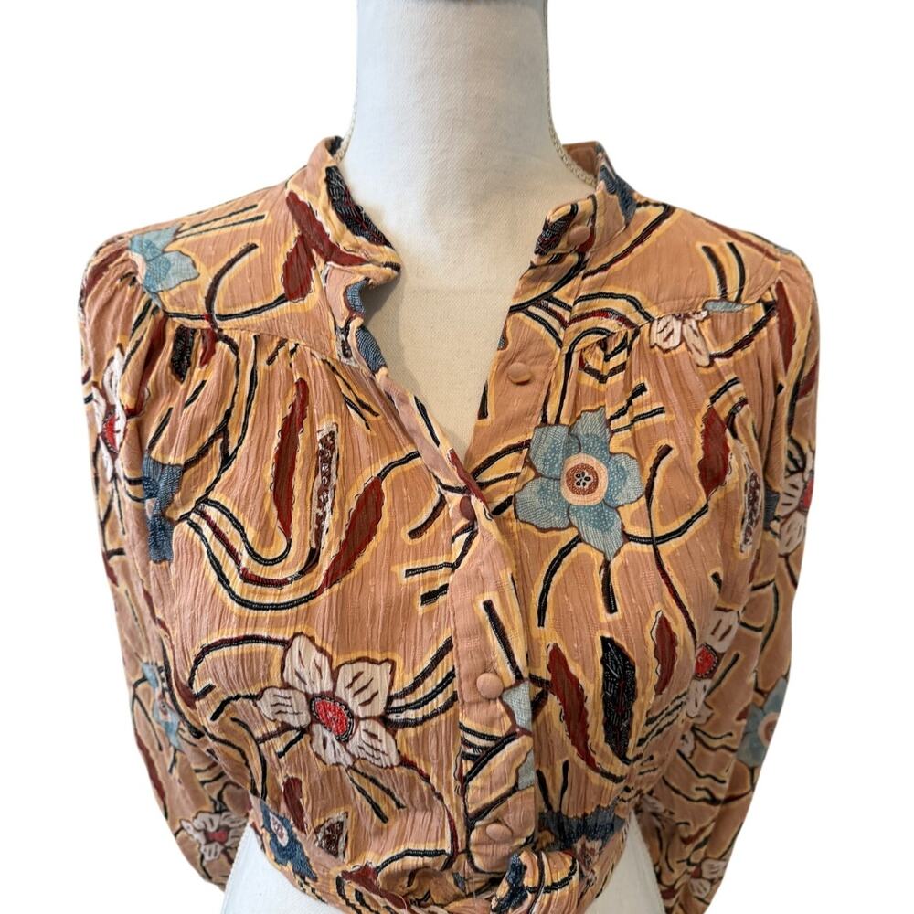 Christian Siriano Cropped Boho Poets Top Floral Print M - Picture 2 of 6